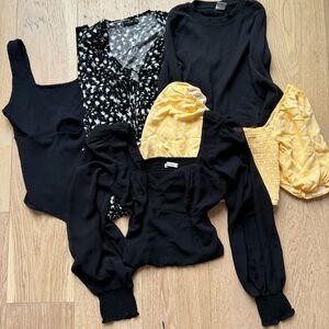 Bundle Aritzia Abercrombie Fitch Soft AF Bodysuit Blouse Size Medium Puff Sleeve